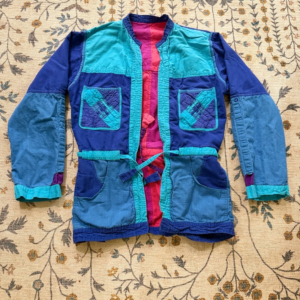 1980s Vintage Reversible Patchwork Jacket Nepal S… - image 2